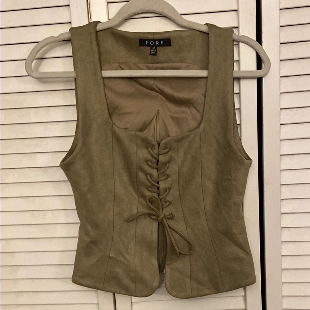 G/FORE Olive Lace-Up Tank Top - Picture 1 of 4